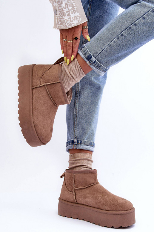 en daim Bottes de neige avec une plateforme beige Corcoran