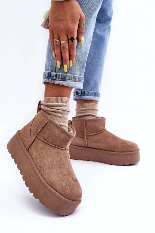 en daim Bottes de neige avec une plateforme beige Corcoran