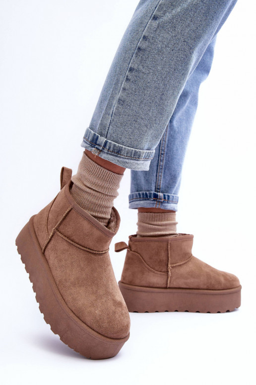 en daim Bottes de neige avec une plateforme beige Corcoran