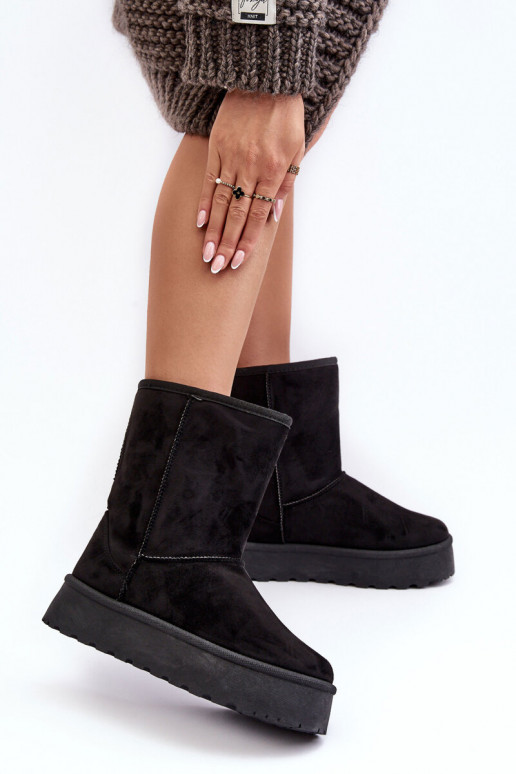 Féminin Bottes de neige avec un manteau de fourrure couleur noire Abrams