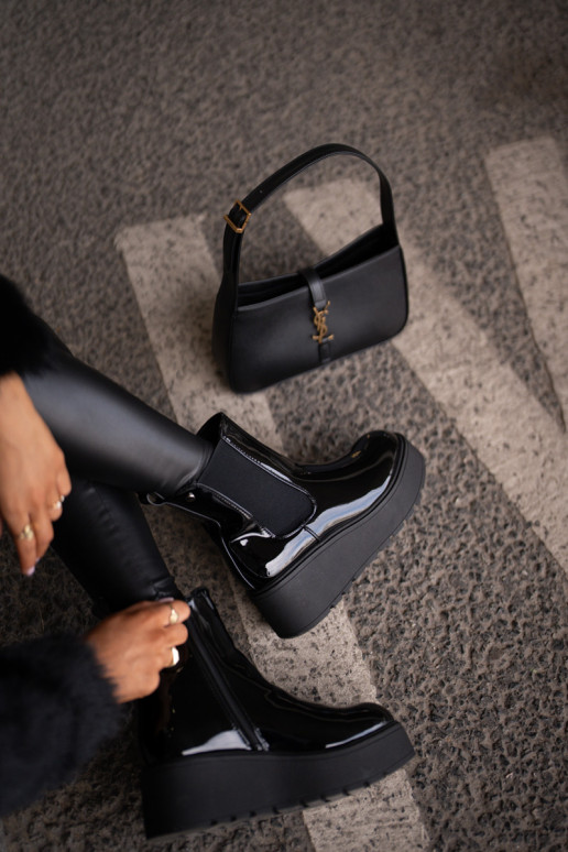 met lakeffect Dameslaarzen met platform I Koturnie opInarmen zInart INloedia