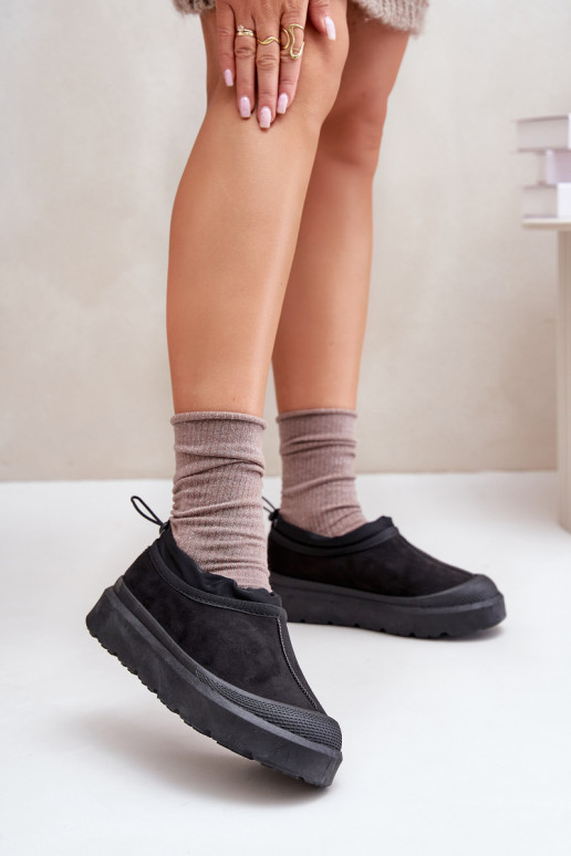 Schneestiefel Feminin mit einer Plattform Mit niedrigem Oberteil schZuarze Farbe Izamine