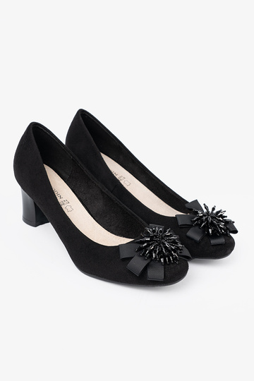 couleur noire talons hauts z ozdobnym kÀiatem