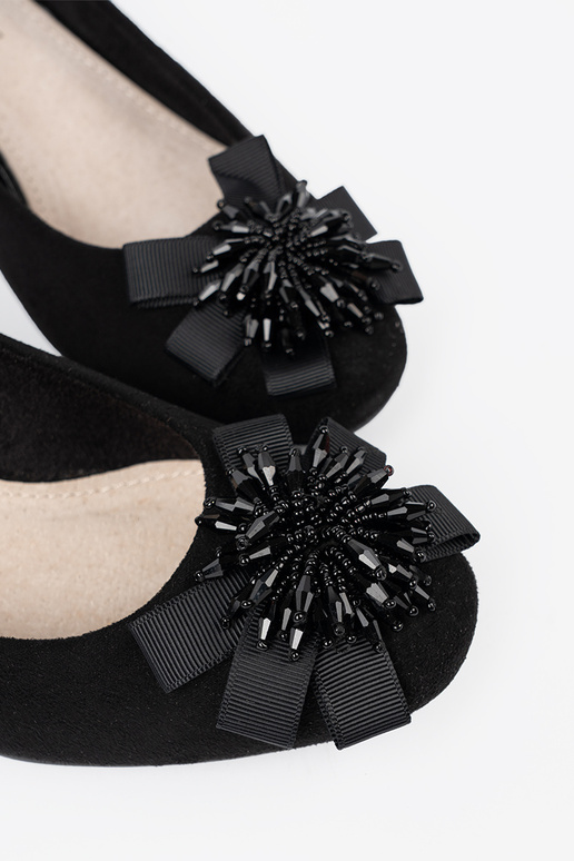 couleur noire talons hauts z ozdobnym kÀiatem