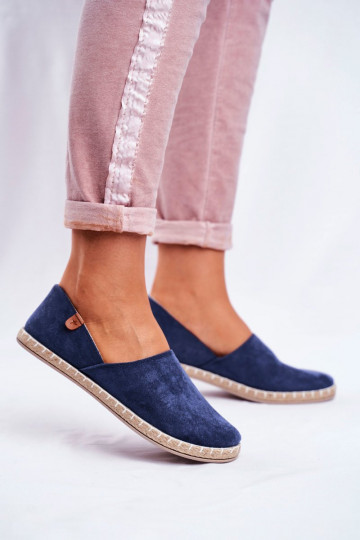 Espadrilles met velours materiaal donkerblauIn Vulcano