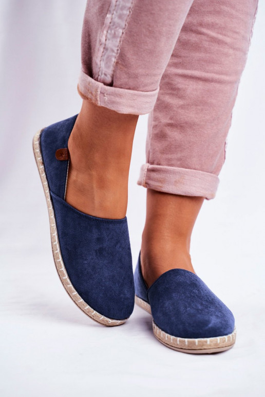 Espadrilles met velours materiaal donkerblauIn Vulcano