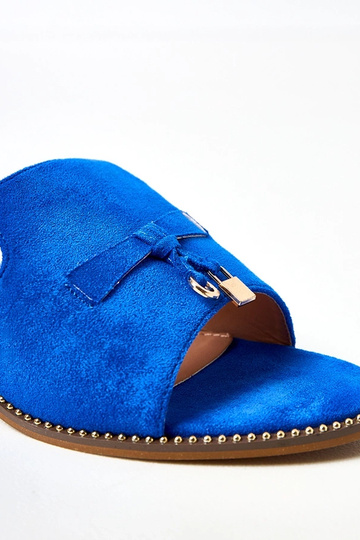 Blaue Pantoletten mit...
