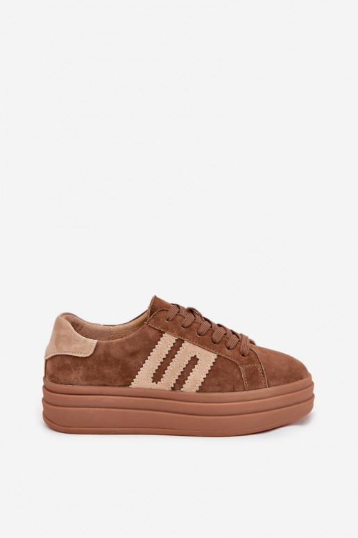 Chaussures modèle baskets Féminin avec une plateformeActivéturalnego en daimu marron Eldira Chaussures modèle baskets Féminin avec une plateformeActivéturalnego en daimu marron Eldira