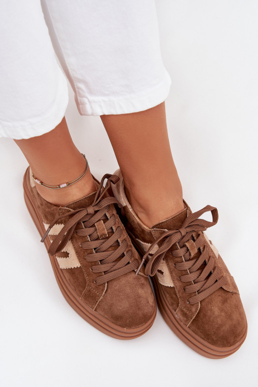 Chaussures modèle baskets Féminin avec une plateformeActivéturalnego en daimu marron Eldira Chaussures modèle baskets Féminin avec une plateformeActivéturalnego en daimu marron Eldira