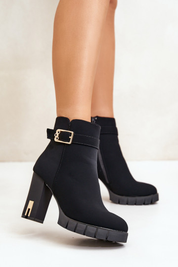 réchauffer Bottes pour femmes avec boucles dorées couleur noire Taitra 2