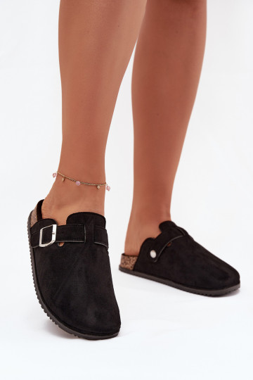 Damen-Pantoletten, Holzschuhe mit Plattform in Silber mit Schnallen Big Star SS274736 in Schwarz 2