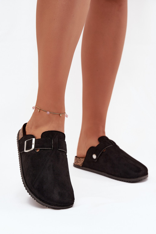 Hausschuhe Verstopfungen Feminin mit einer Plattform Silberfarbe mit Schnallen Big Star SS274736 schZuarze Farbe