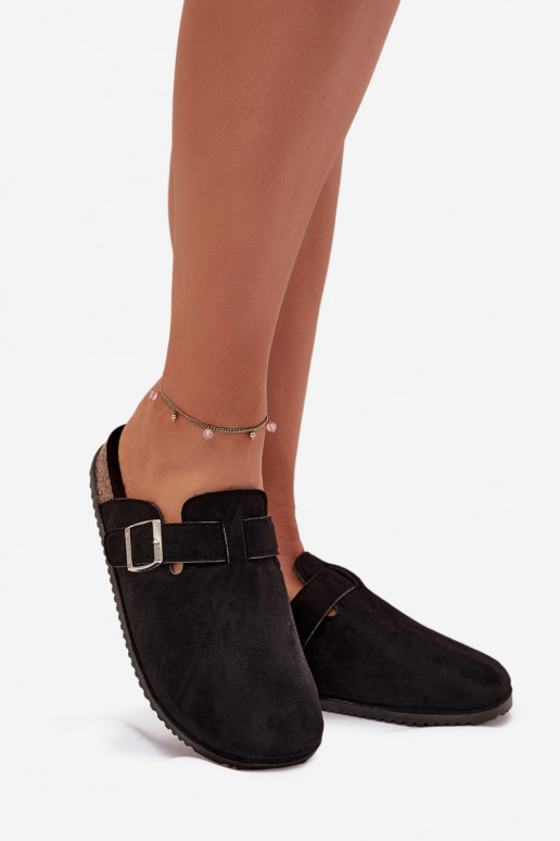 Hausschuhe Verstopfungen Feminin mit einer Plattform Silberfarbe mit Schnallen Big Star SS274736 schZuarze Farbe