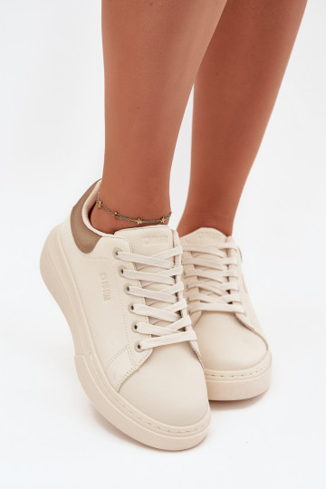 Sneakers Stilvollllschuhe Feminin mit einer Plattform Big Star SS274246 elfenbeinfarbe