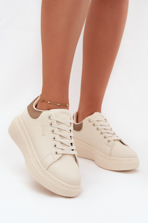 Sneakers Stilvollllschuhe Feminin mit einer Plattform Big Star SS274246 elfenbeinfarbe