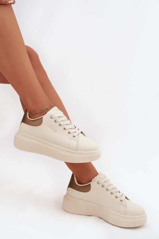 Chaussures modèle baskets Féminin avec une plateforme Big Star SS274246 couleur ivoire