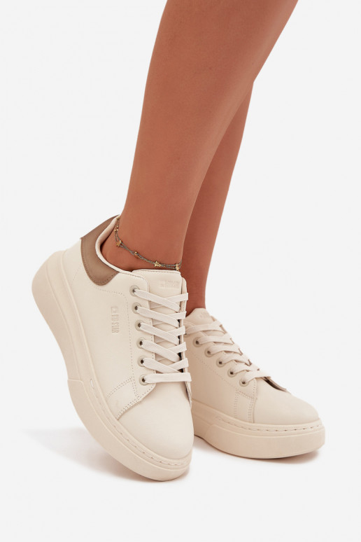 Sneakers Stilvollllschuhe Feminin mit einer Plattform Big Star SS274246 elfenbeinfarbe