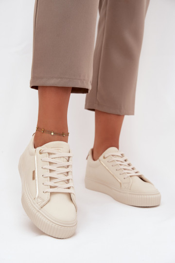 Baskets pour femmes en simili cuir Big Star SS274027 couleur sable-or 2