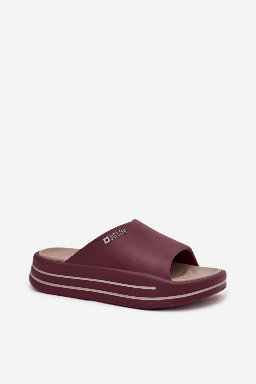 Damespantoffels met platform Big Star SS274425 bordeaux