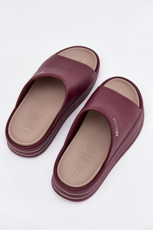 Pantoufles pour femmes avec une plateforme Big Star SS274425 Bourgogne