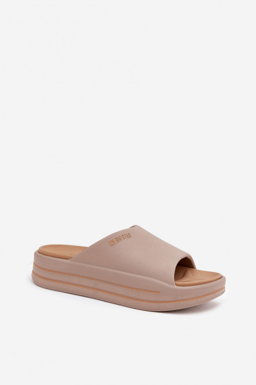 Damespantoffels met platform Big Star SS274424 beige