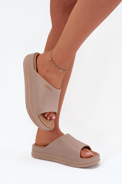 Damespantoffels met platform Big Star SS274424 beige