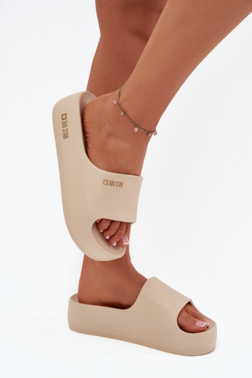 Damespantoffels LichtgeInicht pantoffels met platform Big Star SS274722 beige