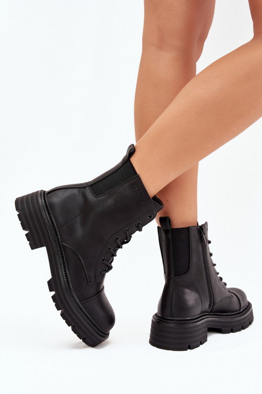 sich Zuarm laufen Arbeitsstiefeletten Feminin Big Star OO274140 schZuarze Farbe