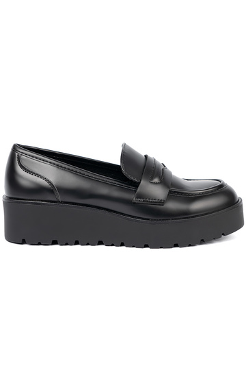 Style élégant couleur noire mocassins sur une semelle épaisse 2