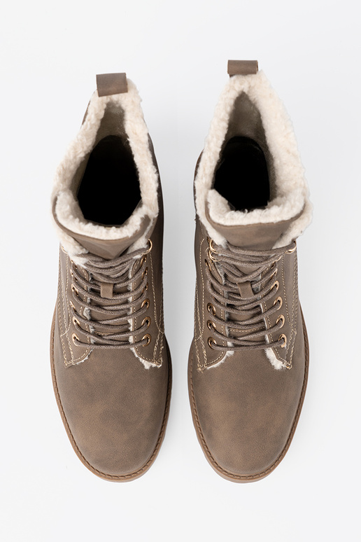 Stilvoll Stiefel dunkelBeige z grubą podeszZuą