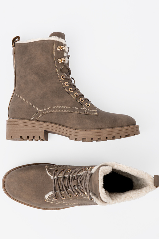 Stilvoll Stiefel dunkelBeige z grubą podeszZuą