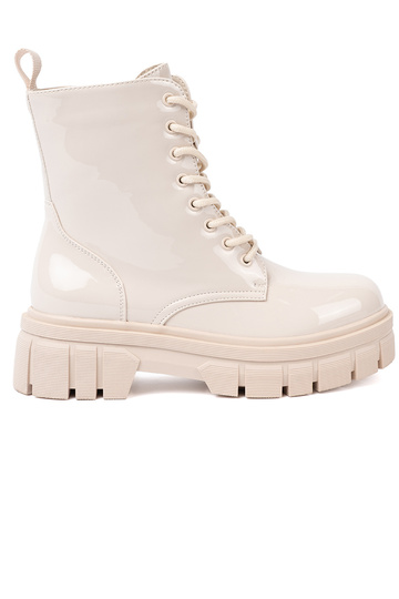 Élégant bottes d équitation hautes laqué À odcieniu brillammentbeigem 2