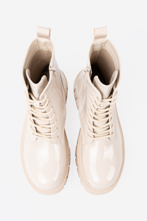 Stilvoll hohe Reitstiefel lackiert Zu odcieniu hellBeigem