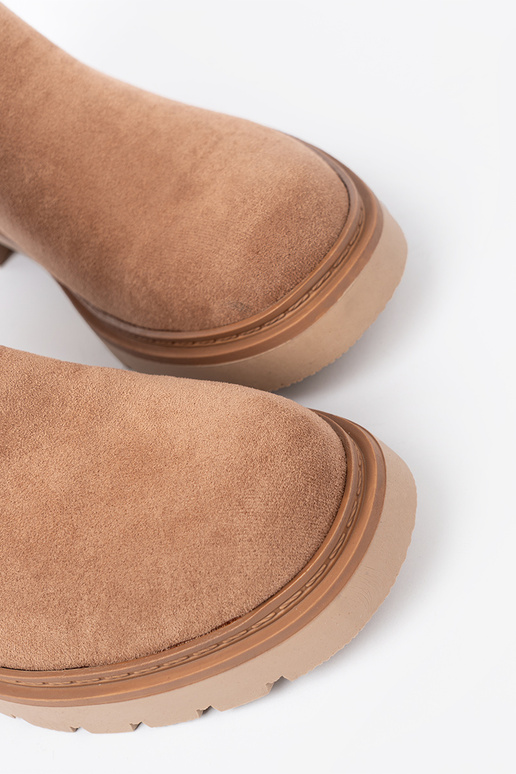 Minimalistyczne laarzen kameloIne z miękkiego zamszu