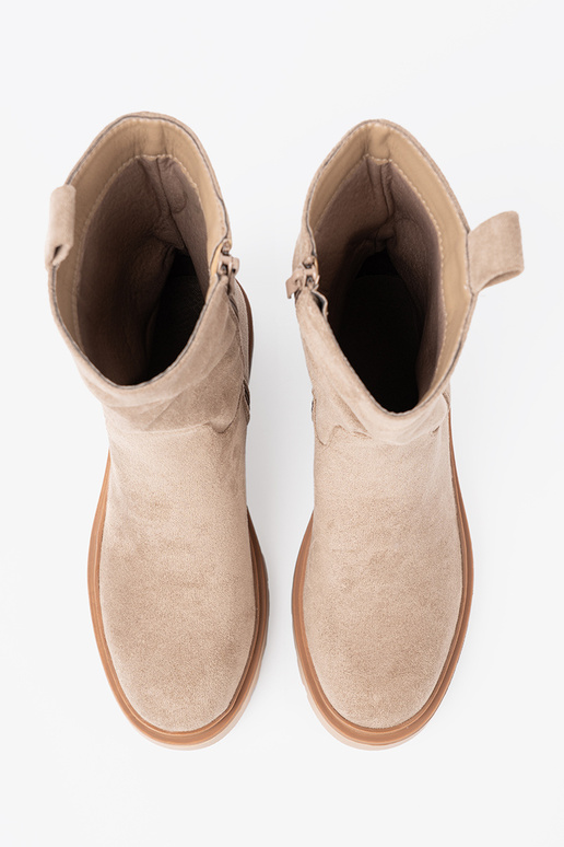 Minimalistyczne laarzen beige z miękkiego zamszu
