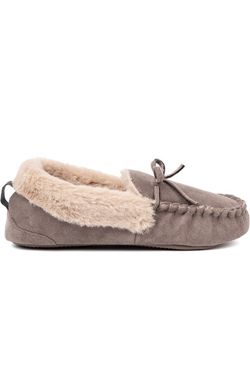 beige kapcie met een boog i puszystym Innętrzem typu Dames mocassins 2