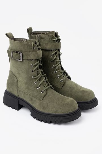 couleur kaki bottes d équitation hautes z grubą podeszÀą i lacetsm