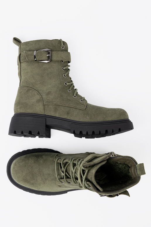 Khaki-Farbe-Farbe hohe Reitstiefel z grubą podeszZuą i Schnürsenkelm