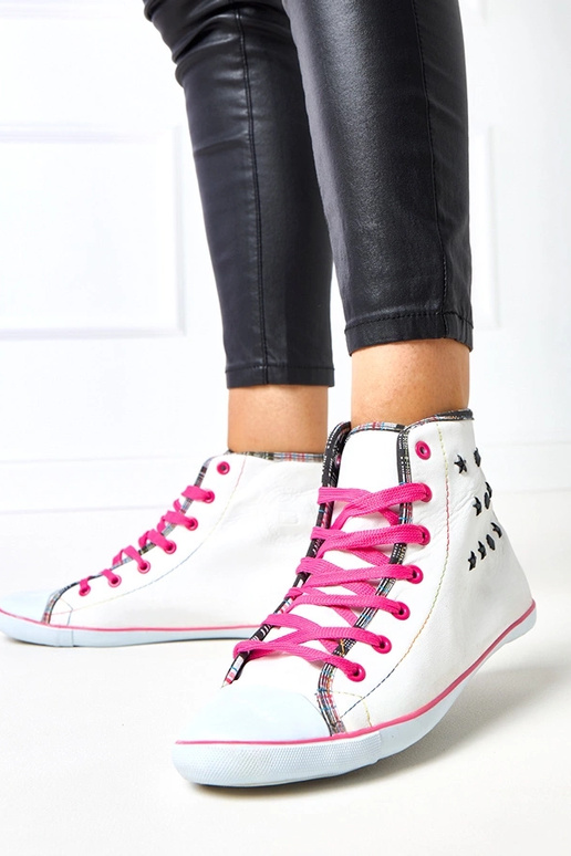 Witte hoge sneakers met geometrisch...