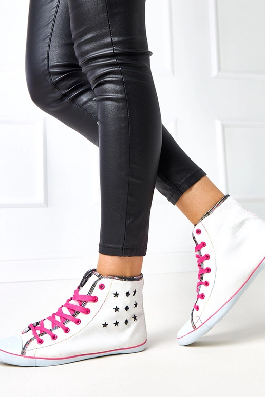 Witte hoge sneakers met geometrisch...
