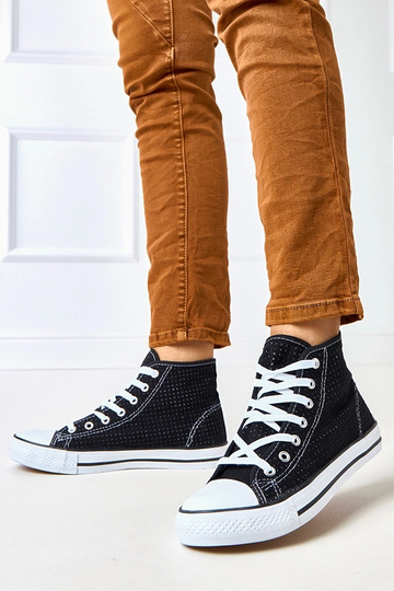Schwarze hohe Sneakers mit Lochmuster "Taris" 2