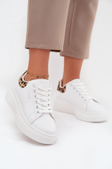 Sneakers model schoenen Dames met platform Big Star SS274247 Initte kleur met luipaardbontpatronen 2