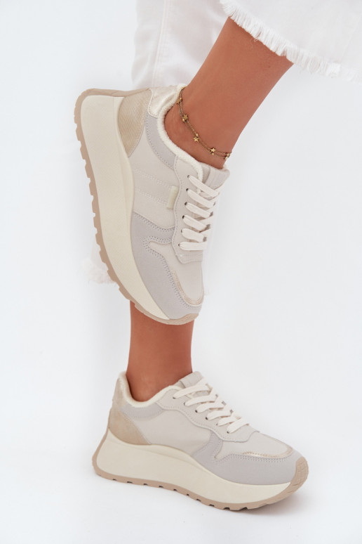 opInarmen Sneakers model schoenen Dames met platform Big Star SS274008 HI-POLY SYSTEM ivoor