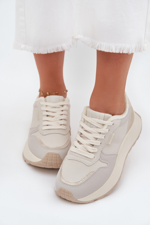 opInarmen Sneakers model schoenen Dames met platform Big Star SS274008 HI-POLY SYSTEM ivoor