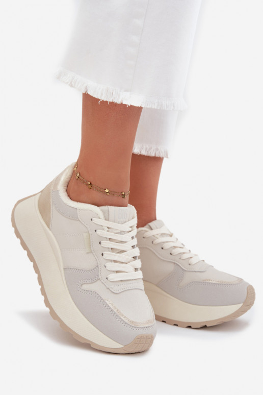 opInarmen Sneakers model schoenen Dames met platform Big Star SS274008 HI-POLY SYSTEM ivoor