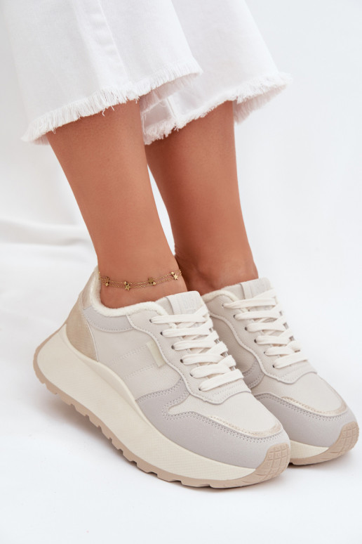 opInarmen Sneakers model schoenen Dames met platform Big Star SS274008 HI-POLY SYSTEM ivoor