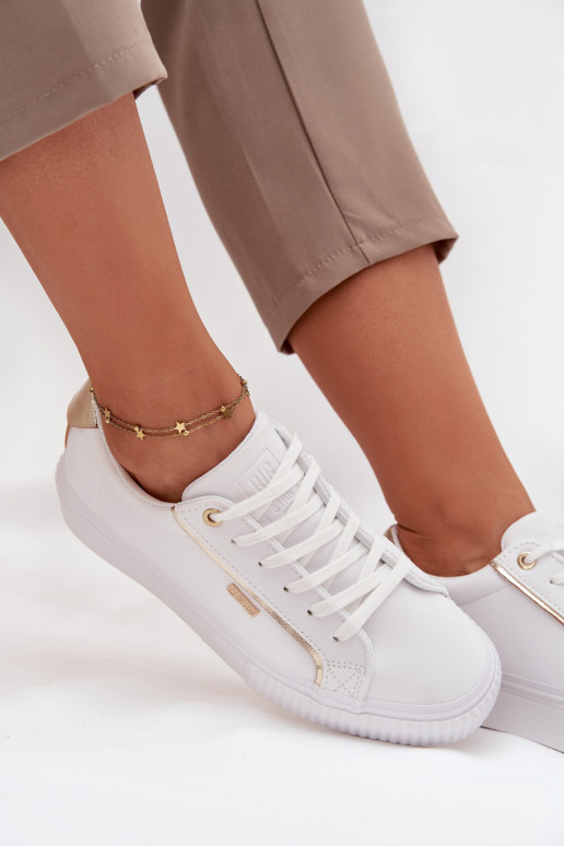 Féminin Chaussures modèle baskets en cuir écologique Big Star SS274026 Blanc-couleur dorée