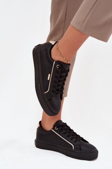 Baskets pour femmes couleur noir et or en simili cuir Big Star SS274025