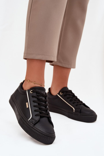 Baskets pour femmes couleur noir et or en simili cuir Big Star SS274025 2