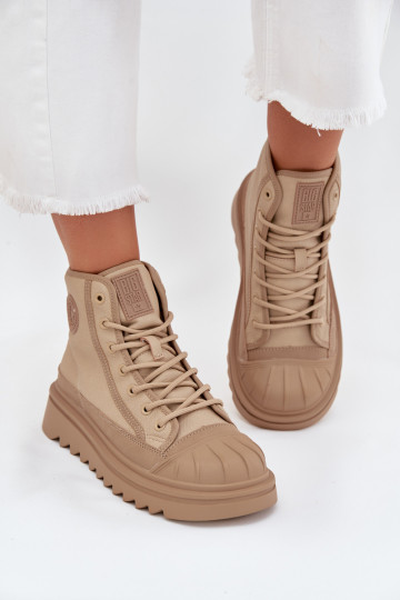 Gepolsterte Damen sandfarbene Freizeitschuhe mit Schaft Big Star OO274A356